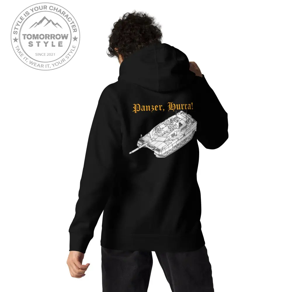Bestickter Bundeswehrdienstgrad Hoodie (F) mit bedrucktem Leopardenmotiv Panzer hinten für Damen und Herren - Tomorrow Style
