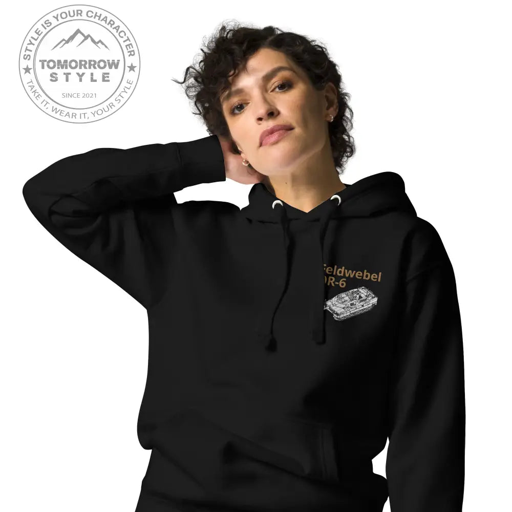 Bestickter Bundeswehrdienstgrad Hoodie (F) mit bedrucktem Leopardenmotiv Panzer hinten für Damen und Herren - Tomorrow Style