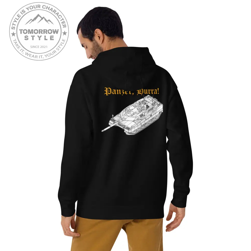 Bestickter Bundeswehrdienstgrad Hoodie (H) mit bedrucktem Leopardenpanzer auf der Rückseite für Damen und Herren - Tomorrow Style