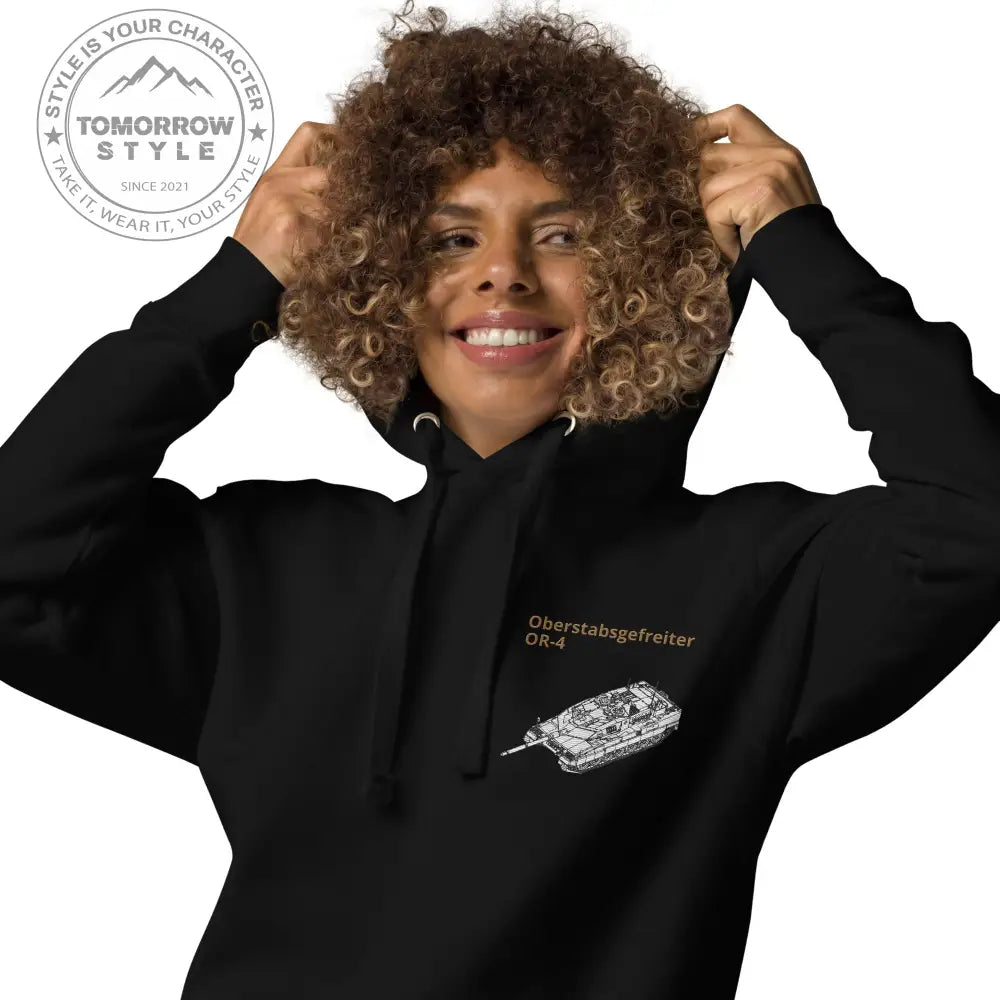 Bestickter Bundeswehrdienstgrad Hoodie (OSG) mit bedrucktem Leopardenmotiv für Herren und Damen - Tomorrow Style