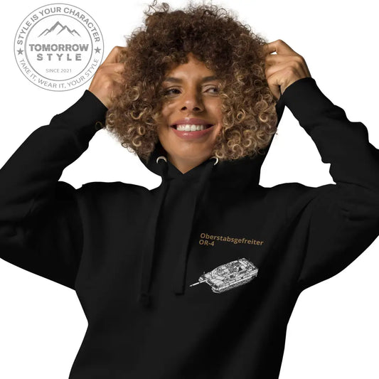 Bestickter Bundeswehrdienstgrad Hoodie (OSG) mit bedrucktem Leopardenmotiv für Herren und Damen - Tomorrow Style