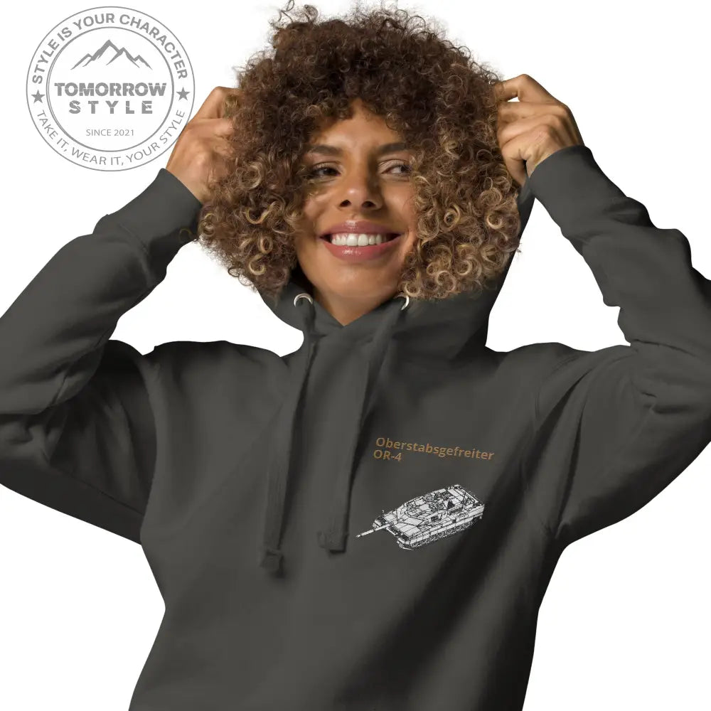 Bestickter Bundeswehrdienstgrad Hoodie (OSG) mit bedrucktem Leopardenmotiv für Herren und Damen - Tomorrow Style