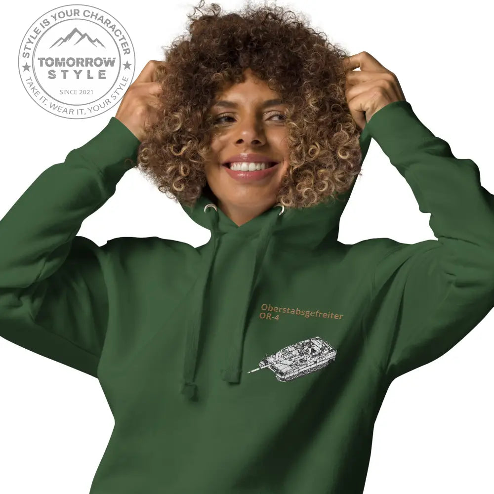 Bestickter Bundeswehrdienstgrad Hoodie (OSG) mit bedrucktem Leopardenmotiv für Herren und Damen - Tomorrow Style