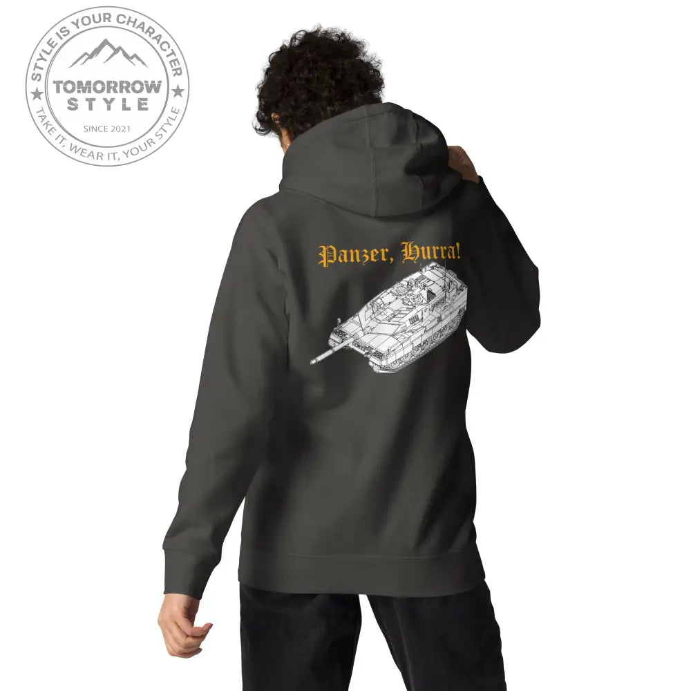 Bestickter Bundeswehrdienstgrad Hoodie (SF) mit bedrucktem Leopardenmotiv Panzer hinten für Damen und Herren - Tomorrow Style