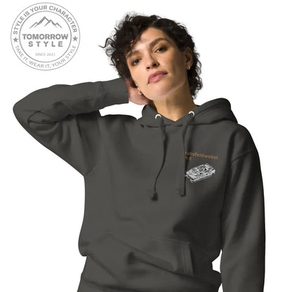 Bestickter Bundeswehrdienstgrad Hoodie (SF) mit bedrucktem Leopardenmotiv Panzer hinten für Damen und Herren - Tomorrow Style