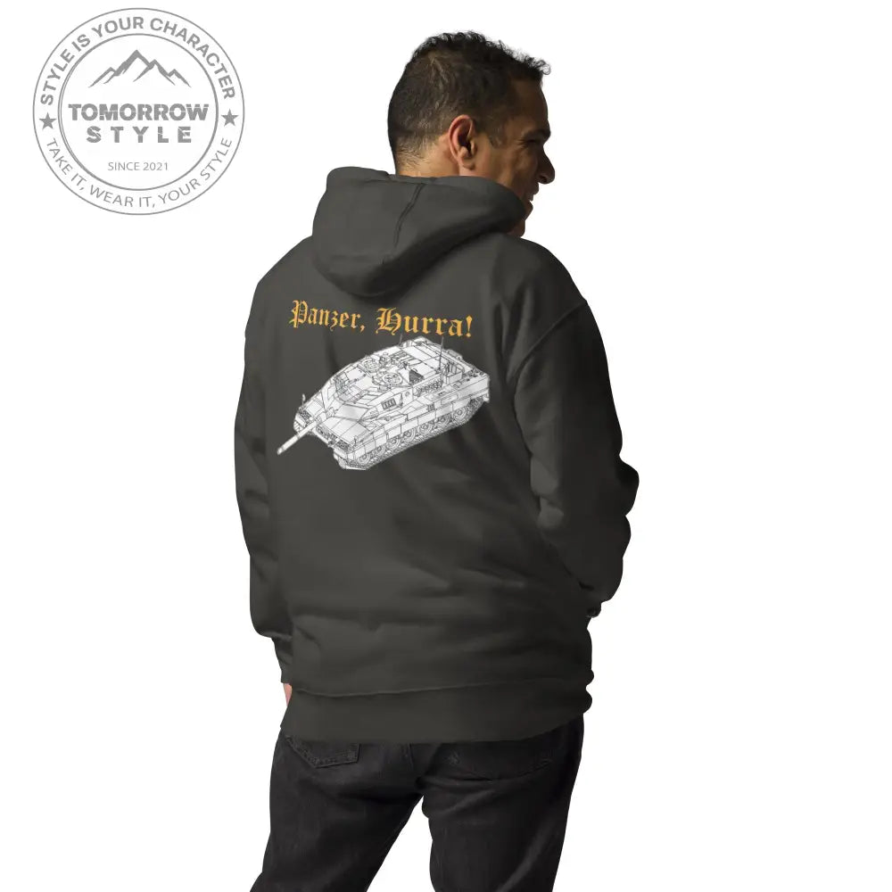 Bestickter Bundeswehrdienstgrad Hoodie (SU) mit einem bedruckten Leopardenmotiv Panzer hinten für Damen und Herren - Tomorrow Style