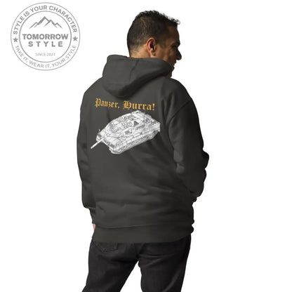 Bestickter Bundeswehrdienstgrad Hoodie (SU) mit einem bedruckten Leopardenmotiv Panzer hinten für Damen und Herren - Tomorrow Style