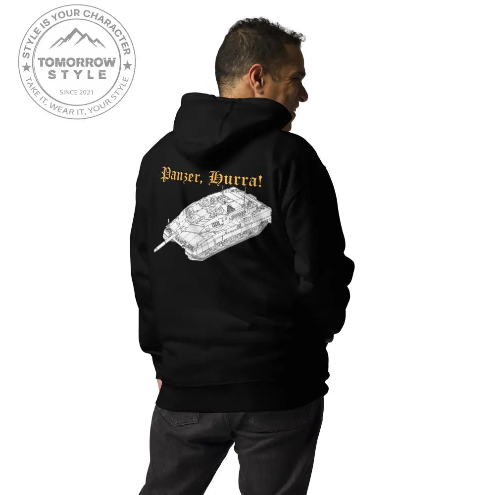 Bestickter Bundeswehrdienstgrad Hoodie (SU) mit einem bedruckten Leopardenmotiv Panzer hinten für Damen und Herren - Tomorrow Style