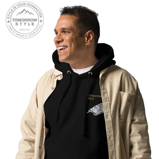 Bestickter Bundeswehrdienstgrad Hoodie (SU) mit einem bedruckten Leopardenmotiv Panzer hinten für Damen und Herren - Tomorrow Style