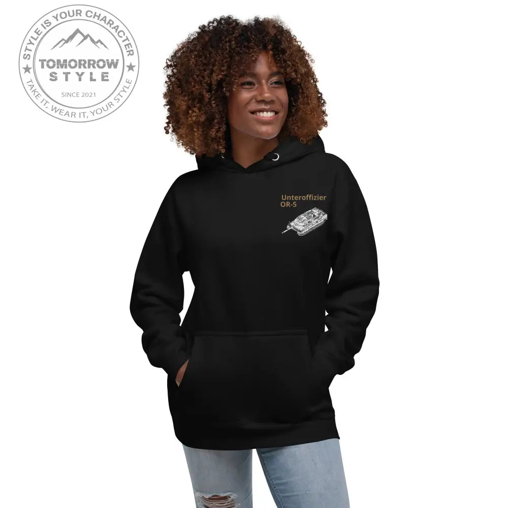Bestickter Bundeswehrdienstgrad Hoodie (U) mit bedrucktem Leopardenmotiv hinten für Damen und Herren - Tomorrow Style