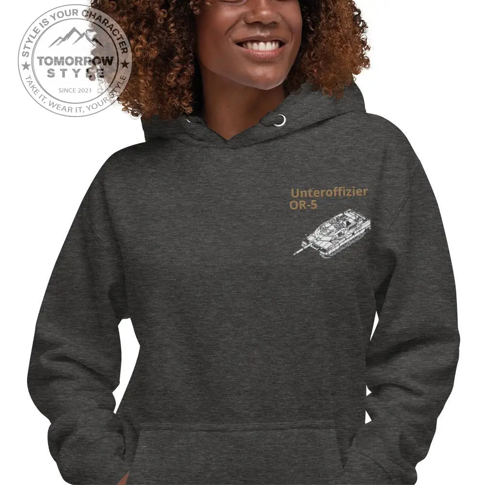 Bestickter Bundeswehrdienstgrad Hoodie (U) mit bedrucktem Leopardenmotiv hinten für Damen und Herren - Tomorrow Style