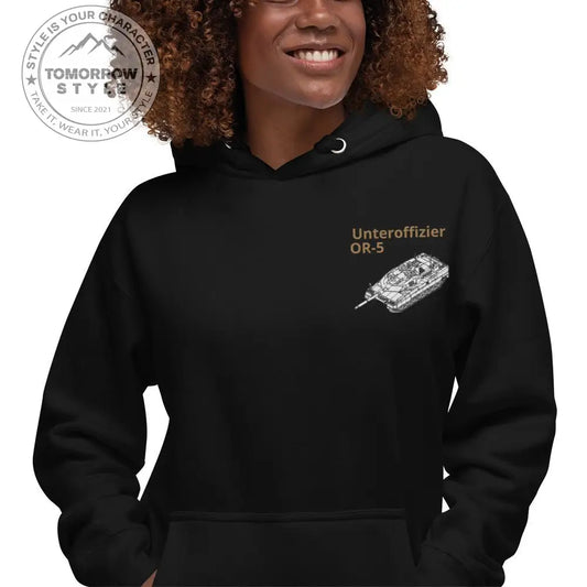 Bestickter Bundeswehrdienstgrad Hoodie (U) mit bedrucktem Leopardenmotiv hinten für Damen und Herren - Tomorrow Style