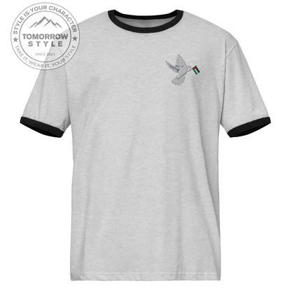 Besticktes Damen T-Shirt mit Friedensvogel und Palestine - Flagge - Tomorrow Style