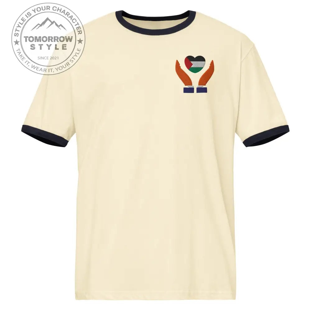 Besticktes Damen T-Shirt mit Palestine - Design im Herz - Tomorrow Style