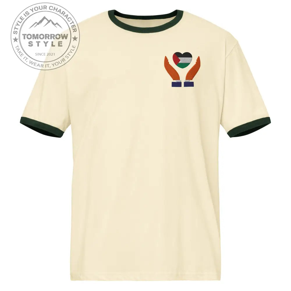 Besticktes Herren T-Shirt mit Palestine - Design im Herz - Tomorrow Style