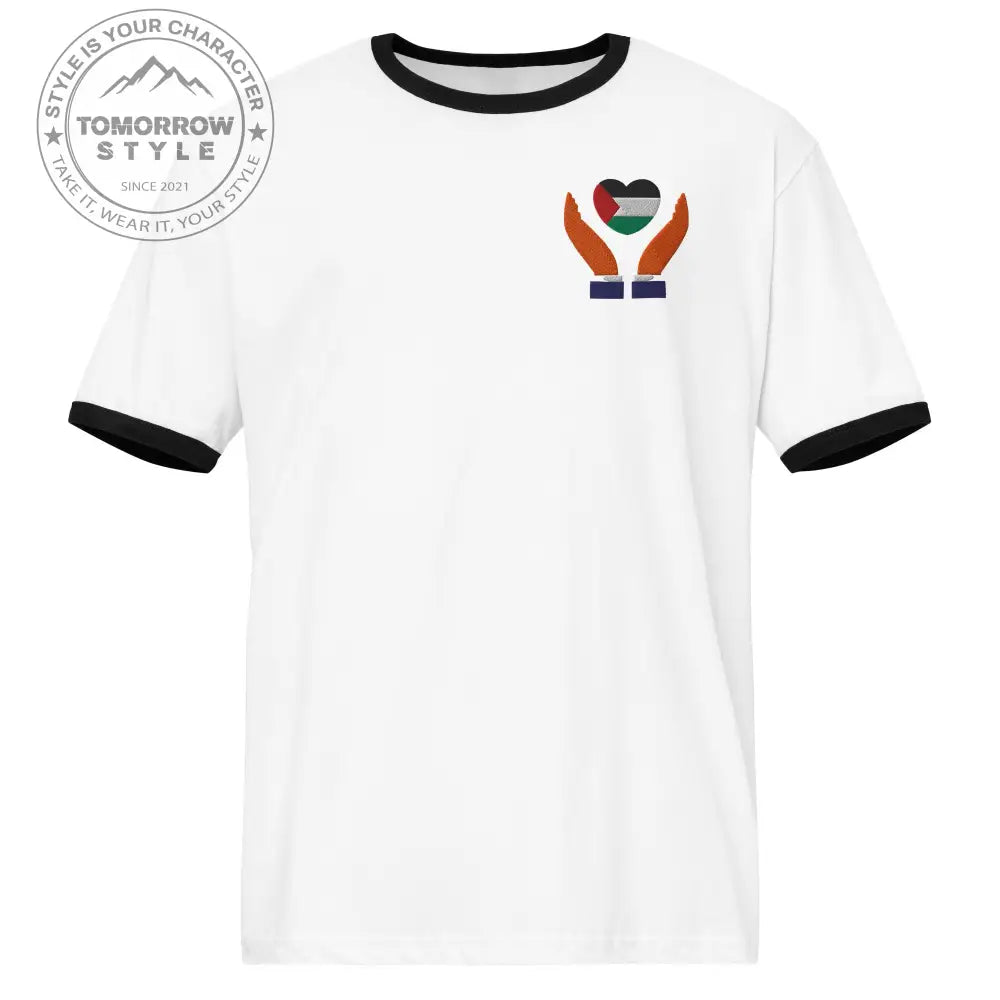 Besticktes Herren T-Shirt mit Palestine - Design im Herz - Tomorrow Style
