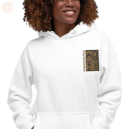 Bundeswehr Premium Hoodie mit OF Dienstgrad für D&H Instaffel Abzeichen - Weiß / S