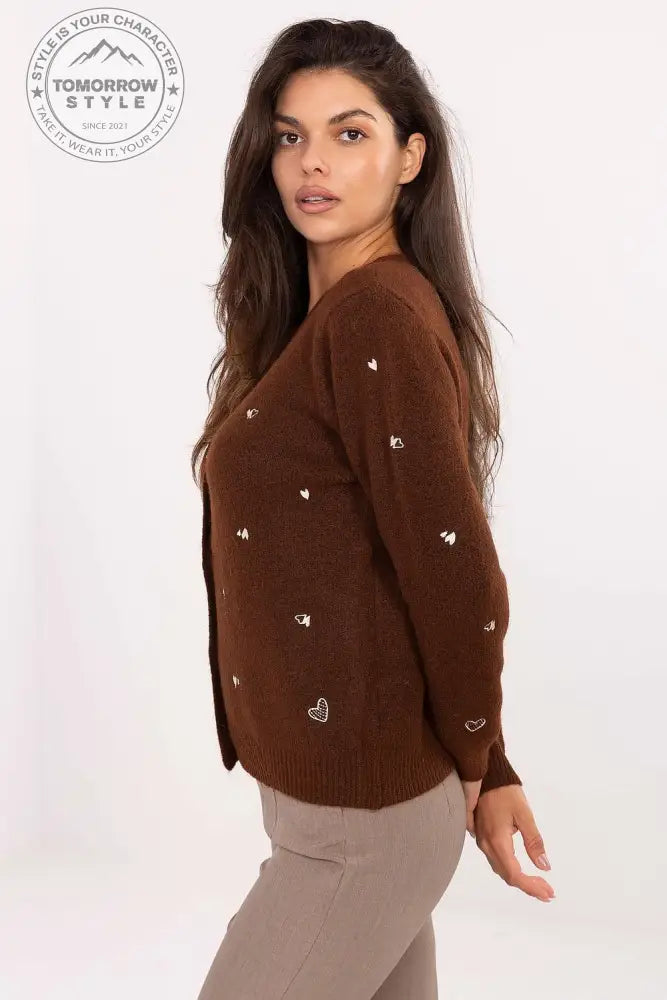 Charmante Damenstrickjacke mit Herzchen - Applikationen - Tomorrow Style