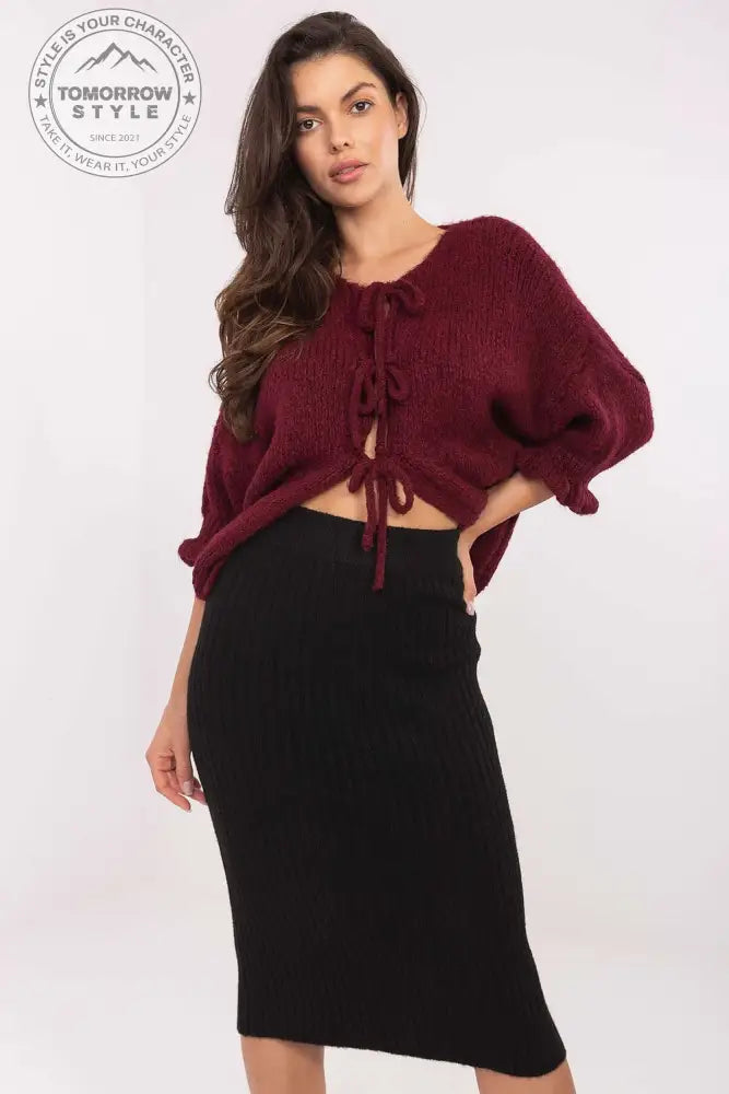 Damen Casual Strickjacke mit 3/4 - Ärmeln und Schnürverschluss - Tomorrow Style