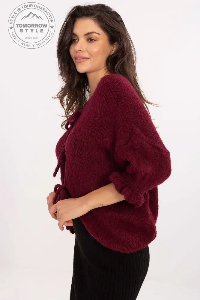 Damen Casual Strickjacke mit 3/4 - Ärmeln und Schnürverschluss - Tomorrow Style