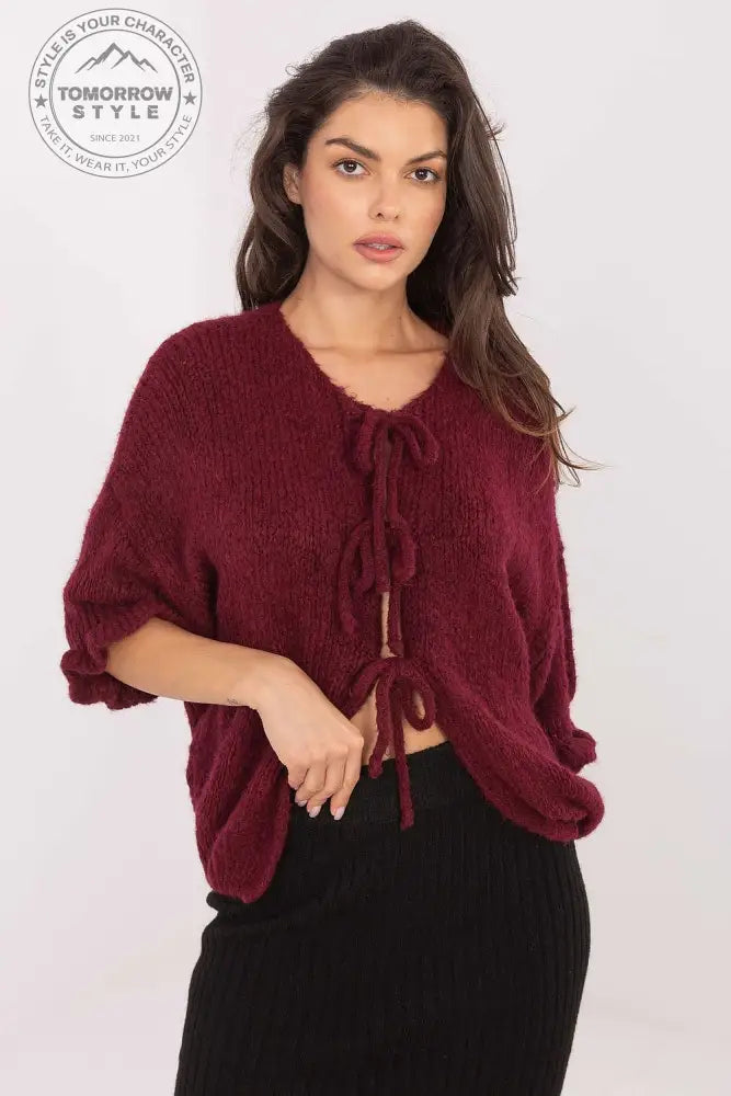 Damen Casual Strickjacke mit 3/4 - Ärmeln und Schnürverschluss - Tomorrow Style