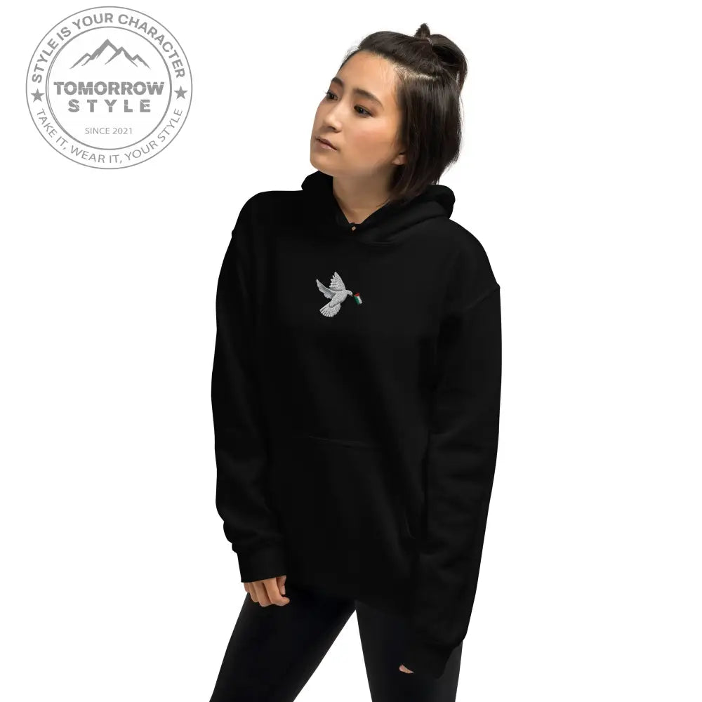 Damen Hoodie mit besticktem Frieden Vogel und Palästinenserflagge - Tomorrow Style