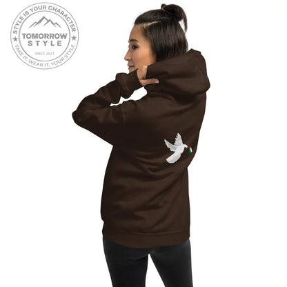 Damen Hoodie mit besticktem Frieden Vogel und Palästinenserflagge - Tomorrow Style