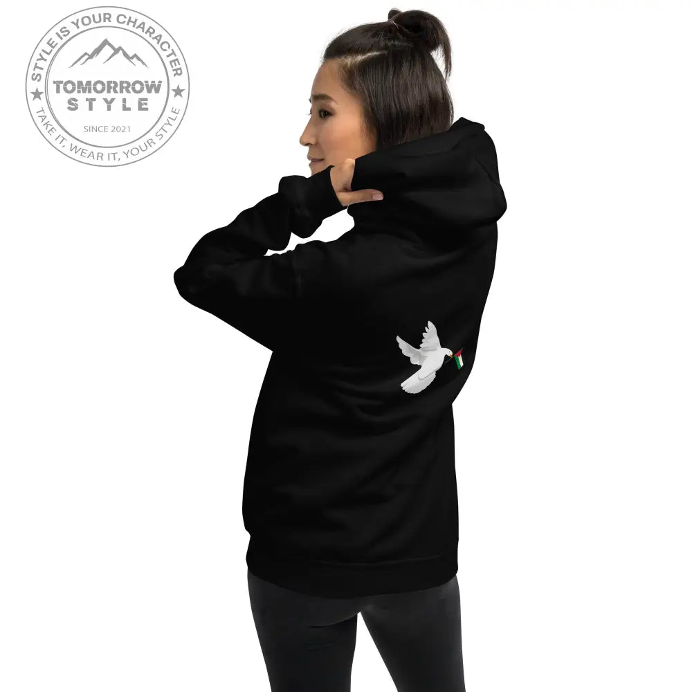 Damen Hoodie mit besticktem Frieden Vogel und Palästinenserflagge - Tomorrow Style
