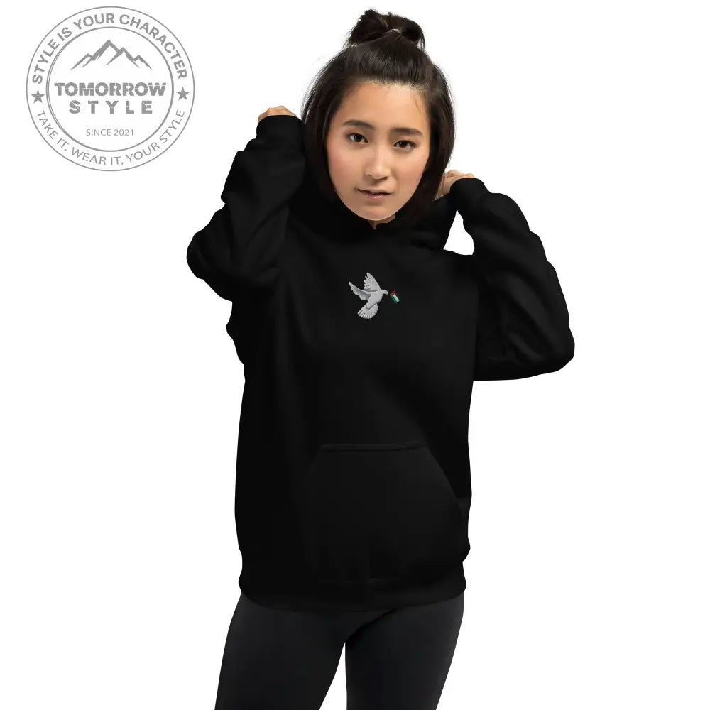 Damen Hoodie mit besticktem Frieden Vogel und Palästinenserflagge - Tomorrow Style