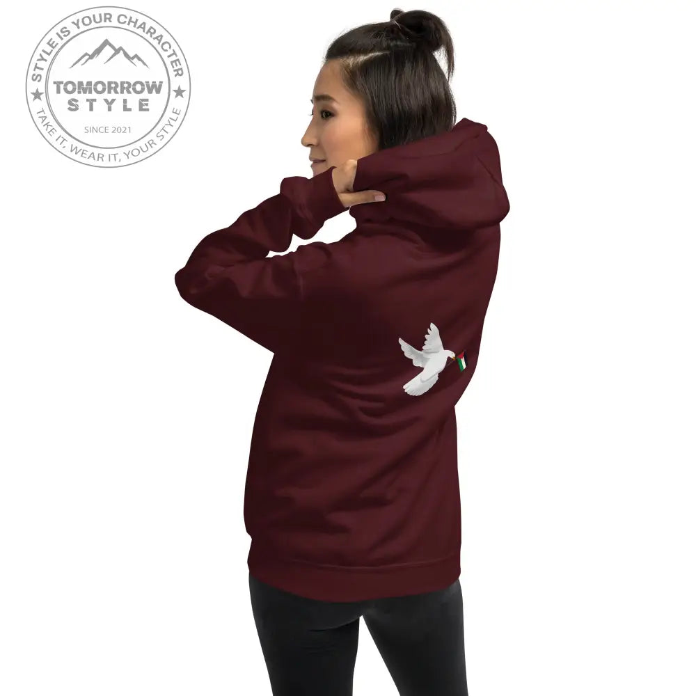 Damen Hoodie mit besticktem Frieden Vogel und Palästinenserflagge - Tomorrow Style
