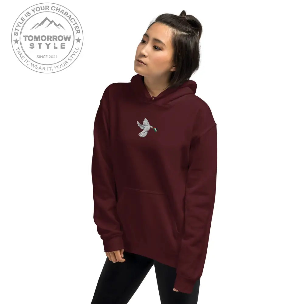 Damen Hoodie mit besticktem Frieden Vogel und Palästinenserflagge - Tomorrow Style