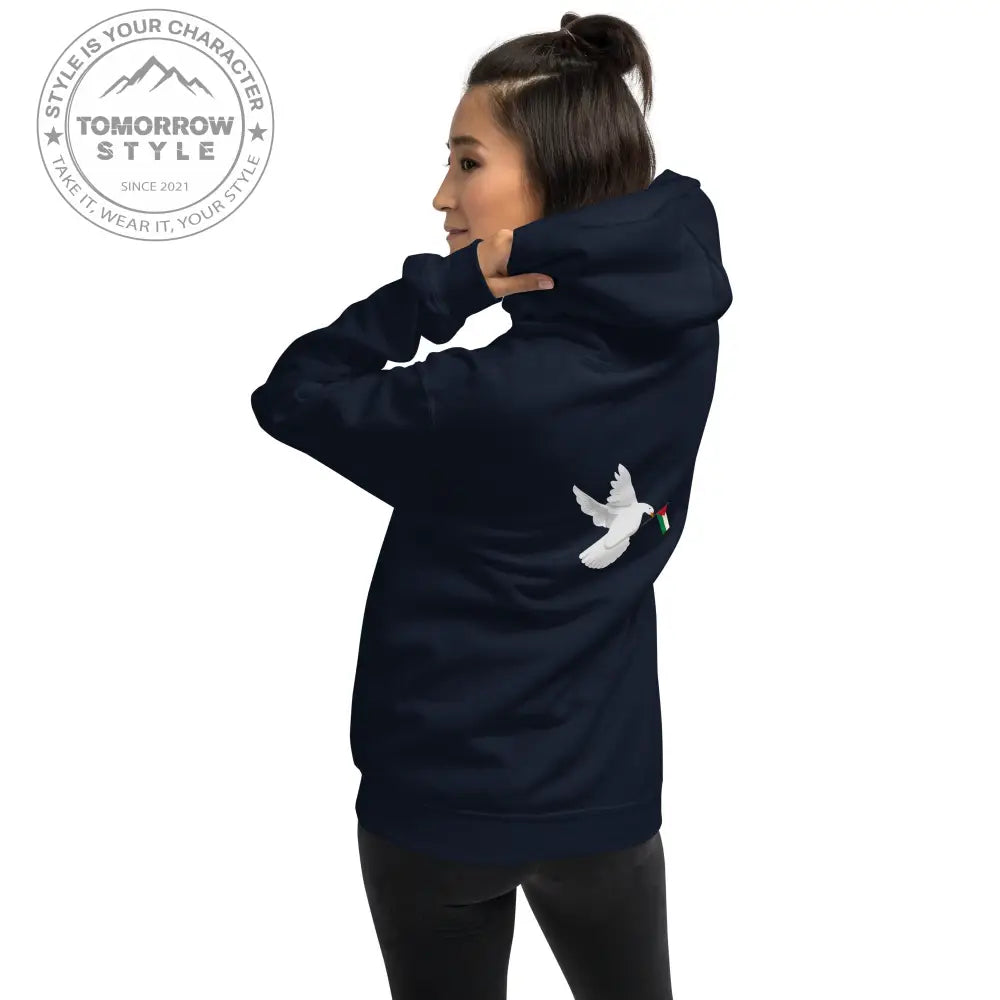 Damen Hoodie mit besticktem Frieden Vogel und Palästinenserflagge - Tomorrow Style