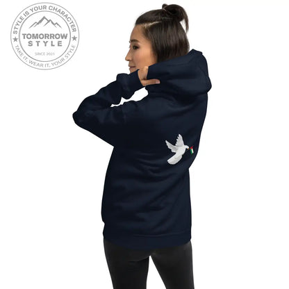 Damen Hoodie mit besticktem Frieden Vogel und Palästinenserflagge - Tomorrow Style