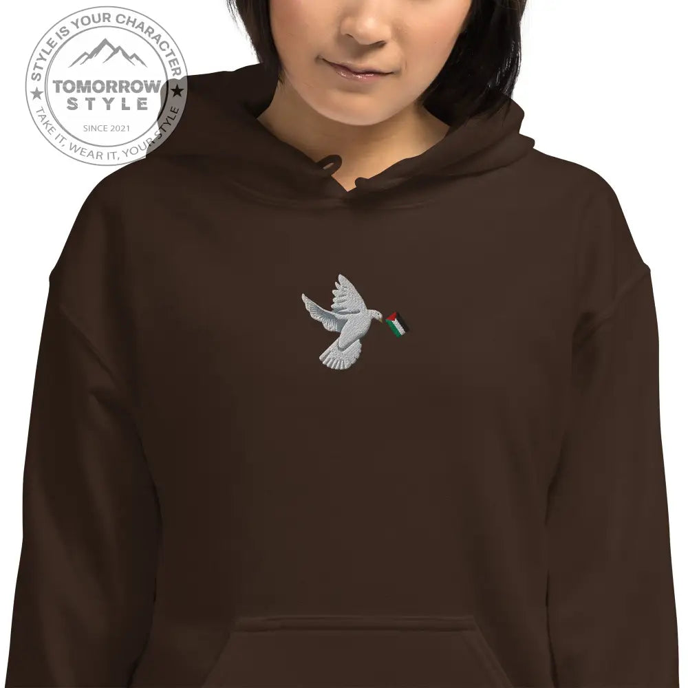 Damen Hoodie mit besticktem Frieden Vogel und Palästinenserflagge - Tomorrow Style