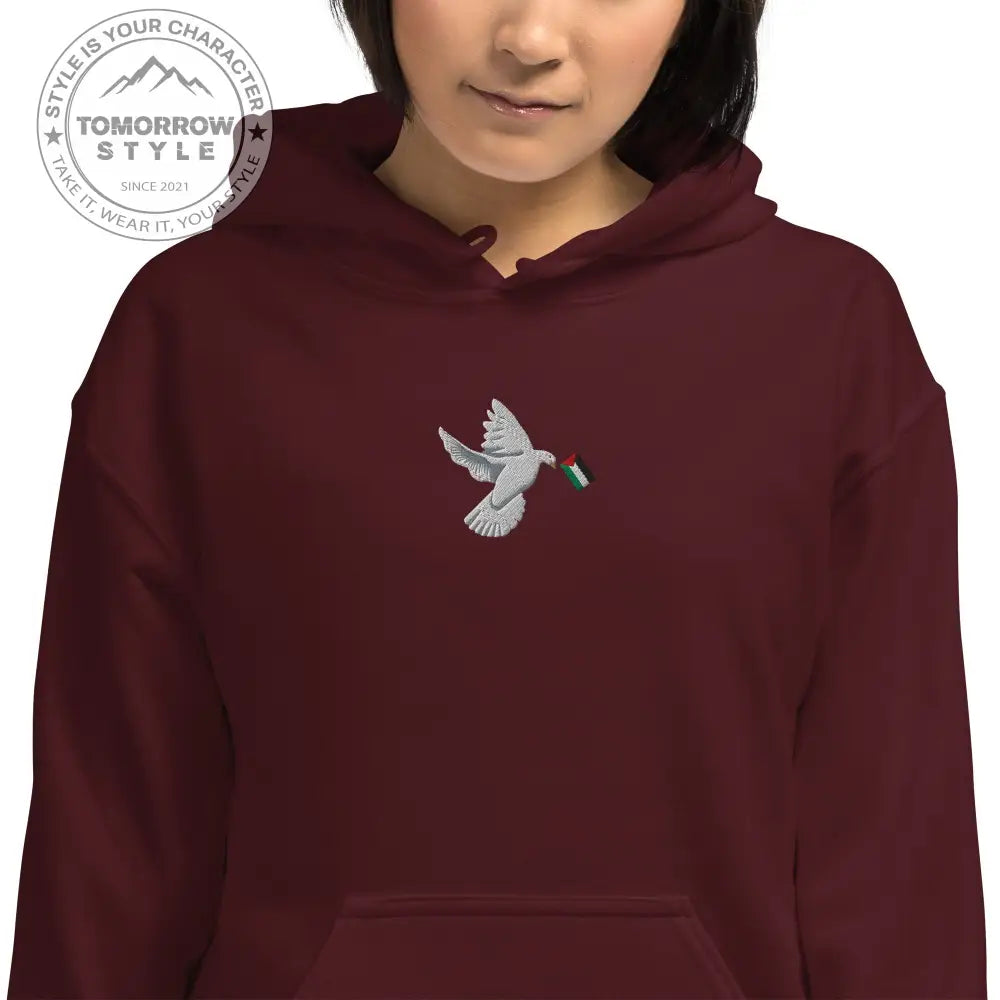 Damen Hoodie mit besticktem Frieden Vogel und Palästinenserflagge - Tomorrow Style