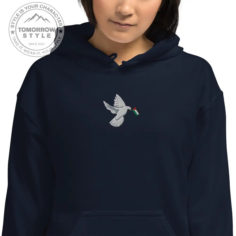 Damen Hoodie mit besticktem Frieden Vogel und Palästinenserflagge - Tomorrow Style