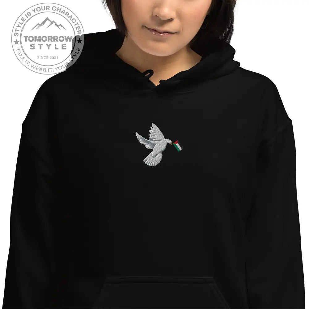 Damen Hoodie mit besticktem Frieden Vogel und Palästinenserflagge - Tomorrow Style