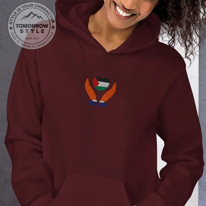 Damen Hoodie mit bestickter Palästinenserflagge - Tomorrow Style