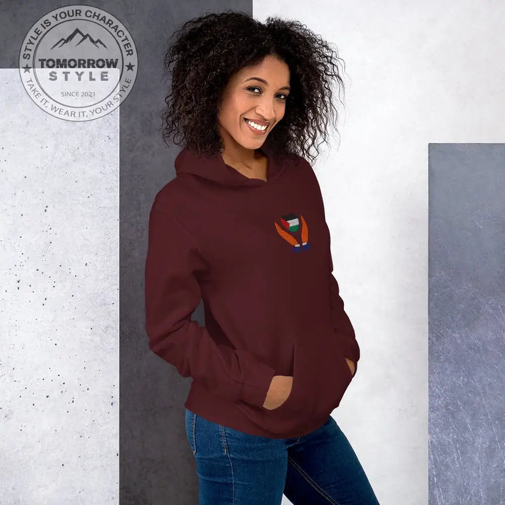 Damen Hoodie mit bestickter Palästinenserflagge - Tomorrow Style