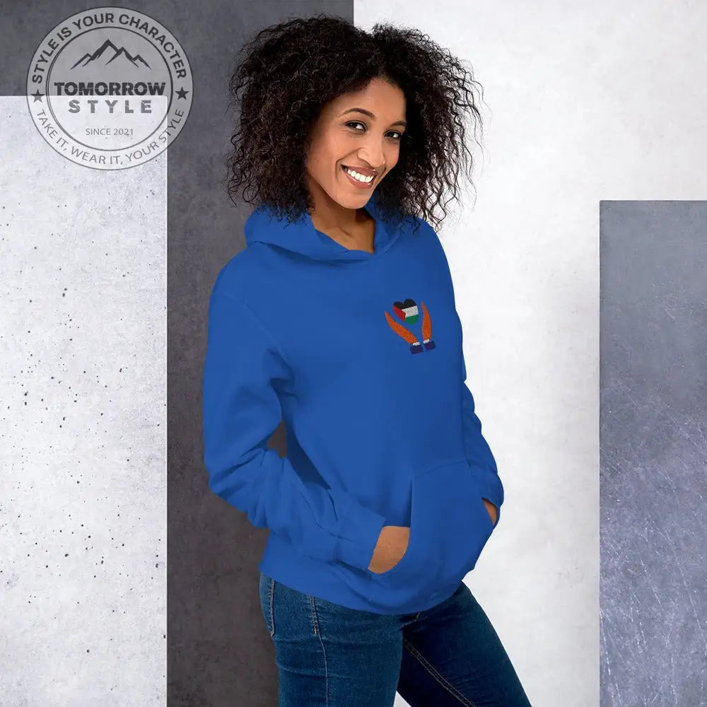 Damen Hoodie mit bestickter Palästinenserflagge - Tomorrow Style
