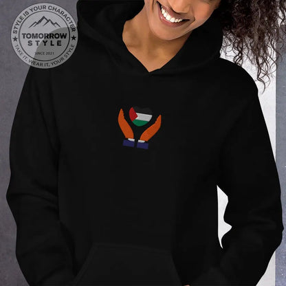 Damen Hoodie mit bestickter Palästinenserflagge - Tomorrow Style