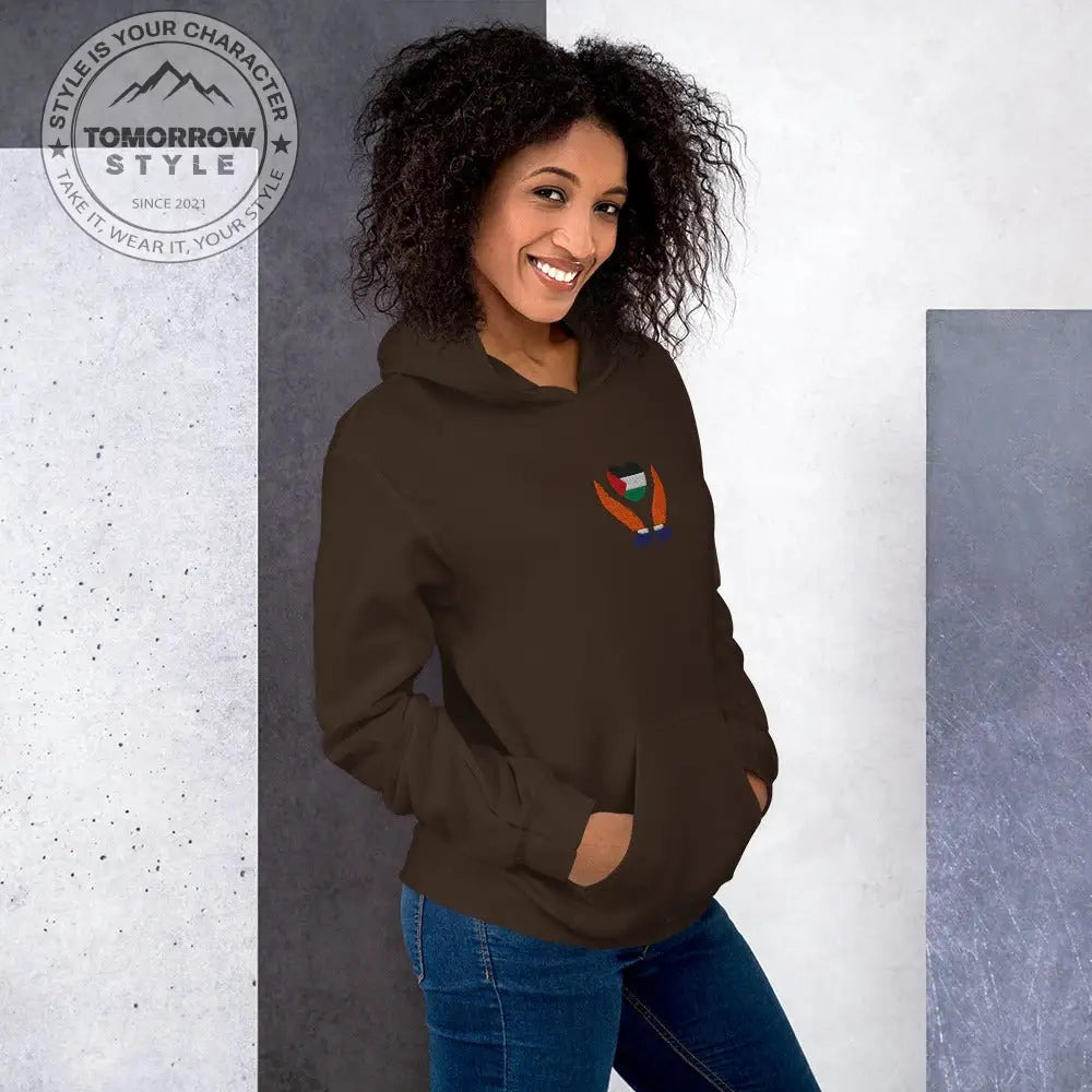 Damen Hoodie mit bestickter Palästinenserflagge - Tomorrow Style