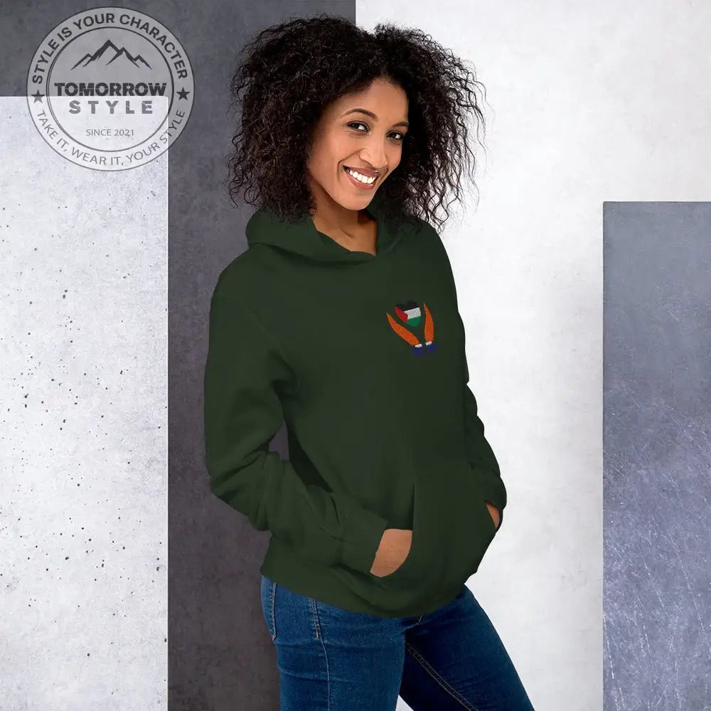Damen Hoodie mit bestickter Palästinenserflagge - Tomorrow Style
