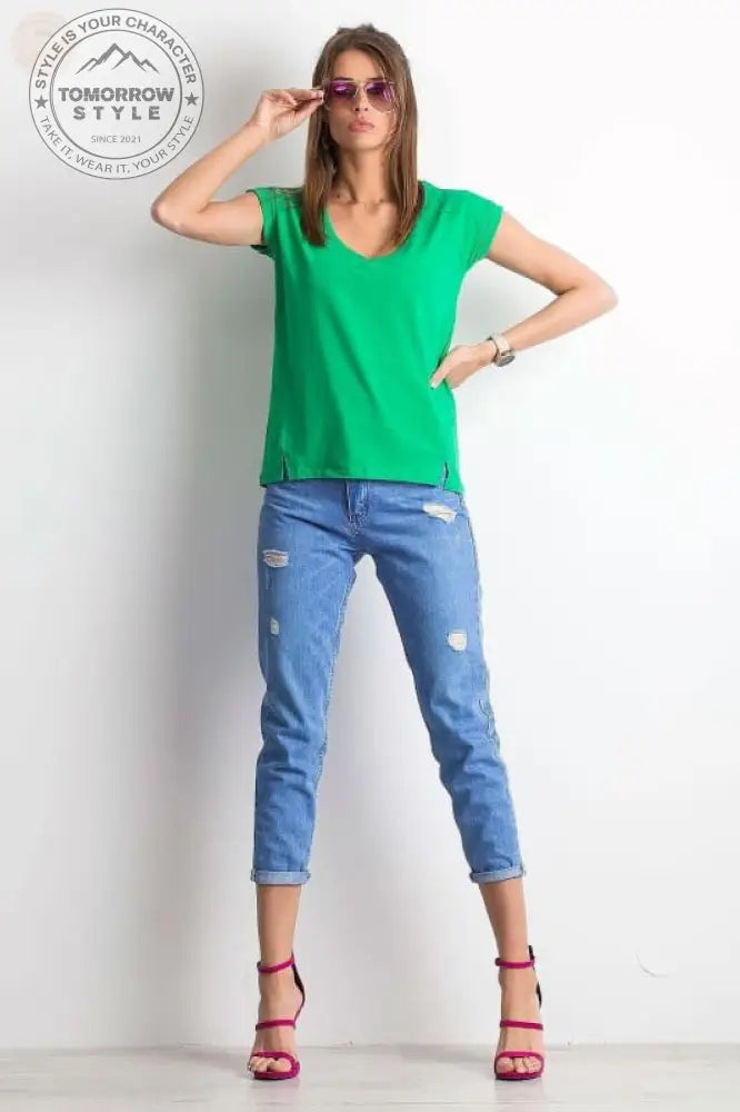 Damen T - Shirt der Saison mit stylischem V - Ausschnitt - Tomorrow Style