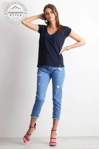 Damen T - Shirt der Saison mit stylischem V - Ausschnitt - Tomorrow Style