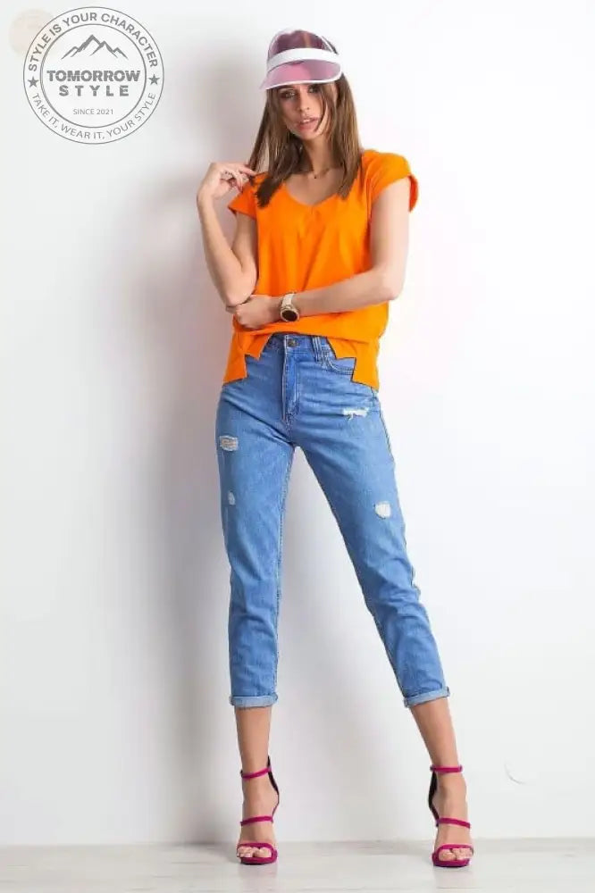 Damen T - Shirt der Saison mit stylischem V - Ausschnitt - Tomorrow Style