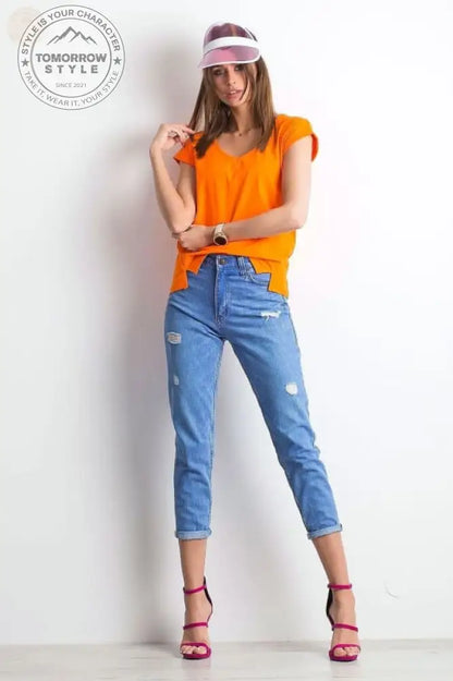 Damen T - Shirt der Saison mit stylischem V - Ausschnitt - Tomorrow Style