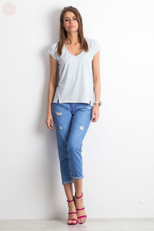 Damen T - Shirt der Saison mit stylischem V - Ausschnitt - Tomorrow Style