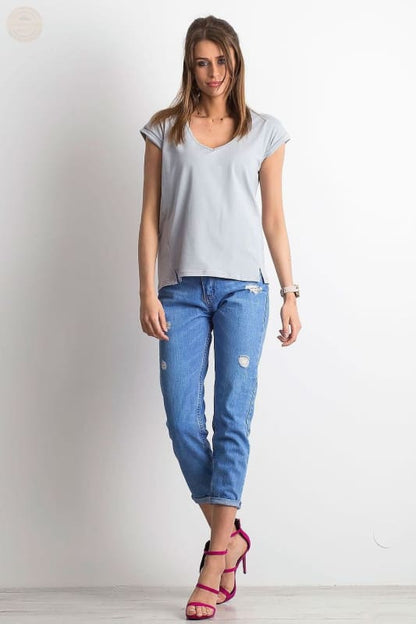 Damen T - Shirt der Saison mit stylischem V - Ausschnitt - Tomorrow Style