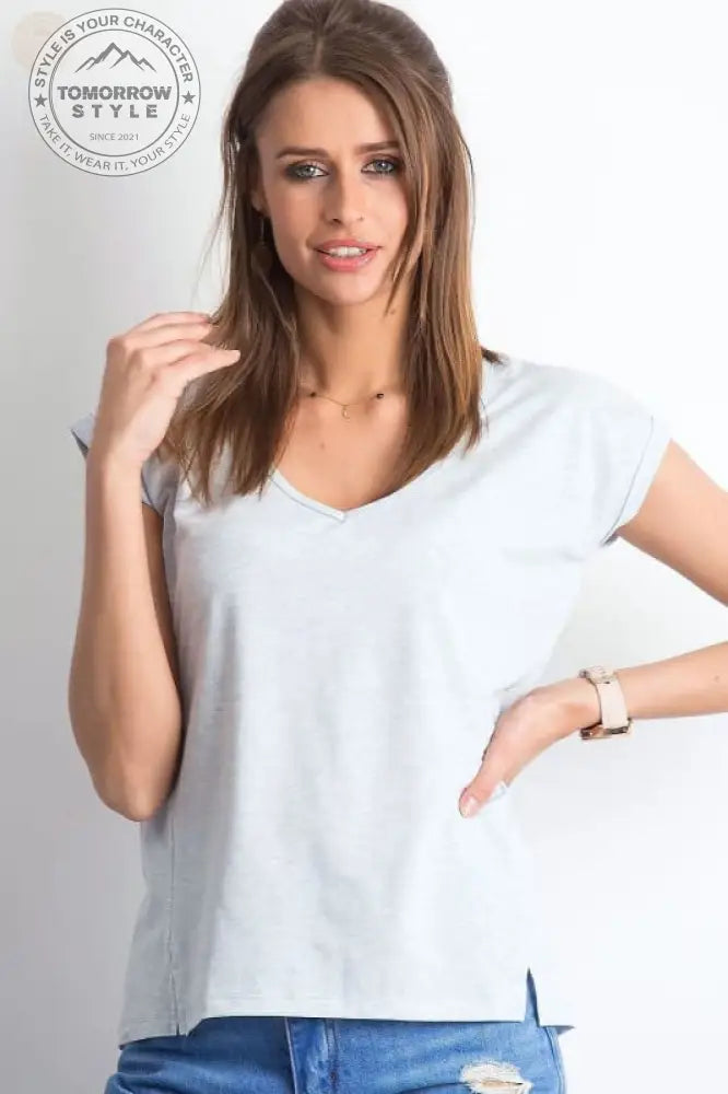 Damen T - Shirt der Saison mit stylischem V - Ausschnitt - Tomorrow Style